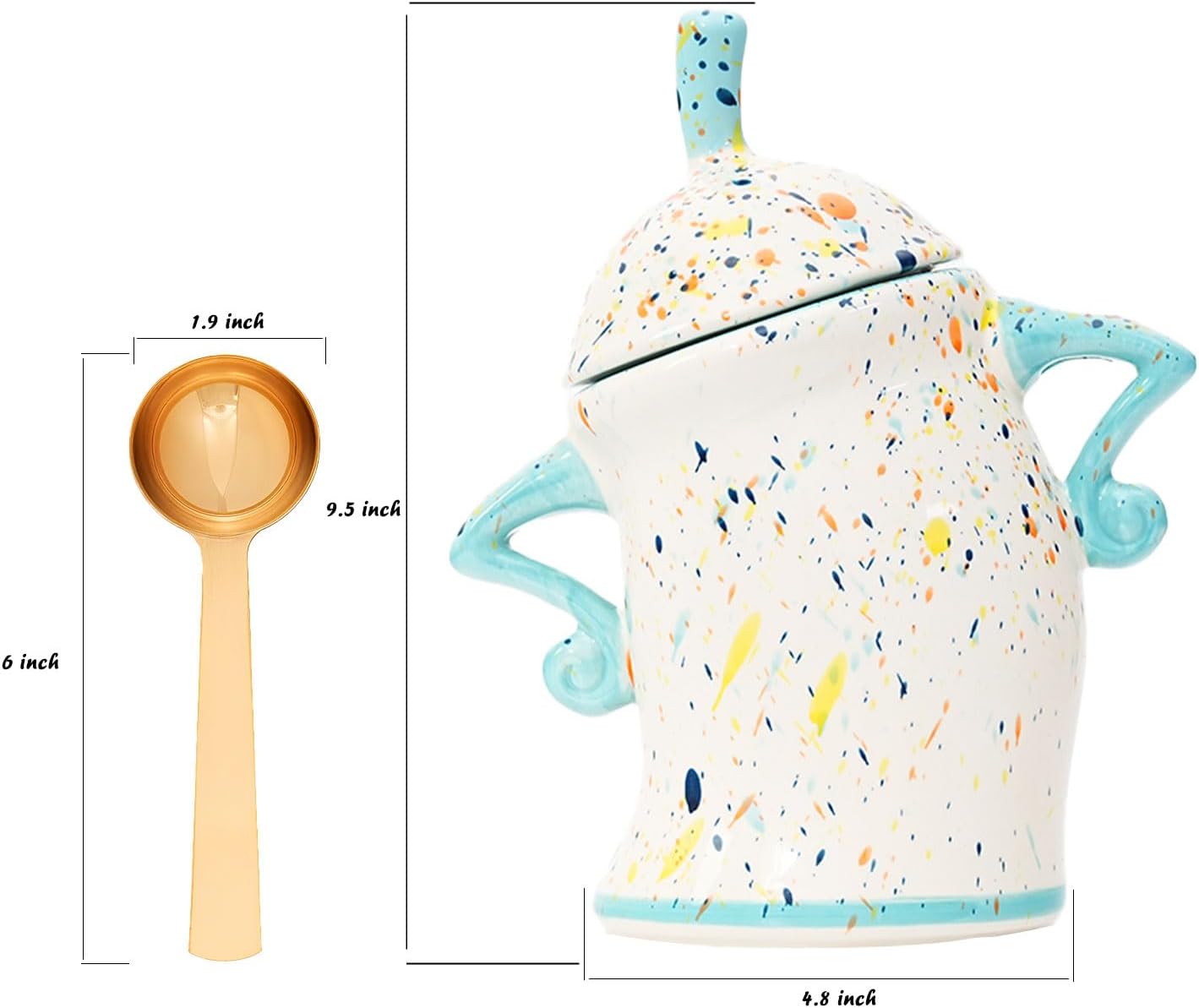 Canister With Attitude - Attitude Jar, Ceramic Airtight Food Storage Container with Spoon for Tea, Coffee, Sugar, Flour, Cute Kitchen Decor (Blue)