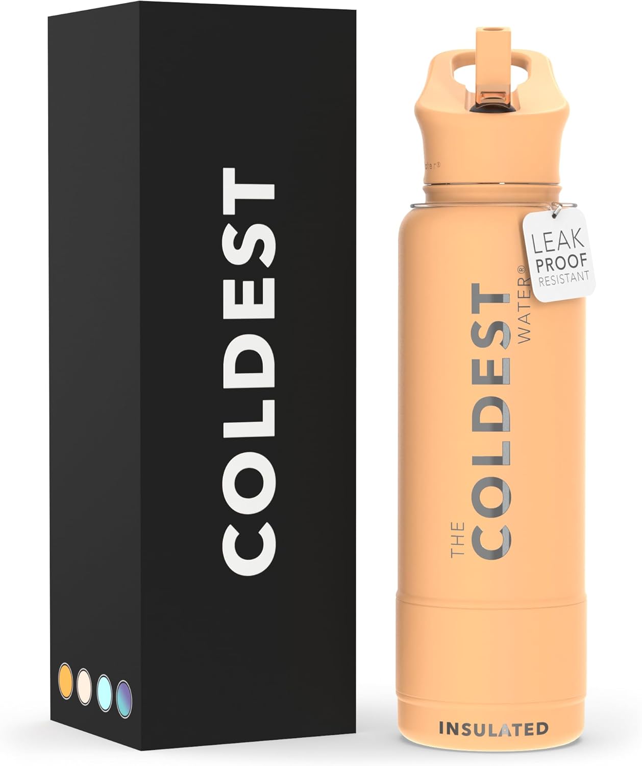 Coldest Insulated Water Bottle with Straw Lid - Stainless Steel Metal Insulated Bottle for Men & Women (Sahara Peach, 40 oz)