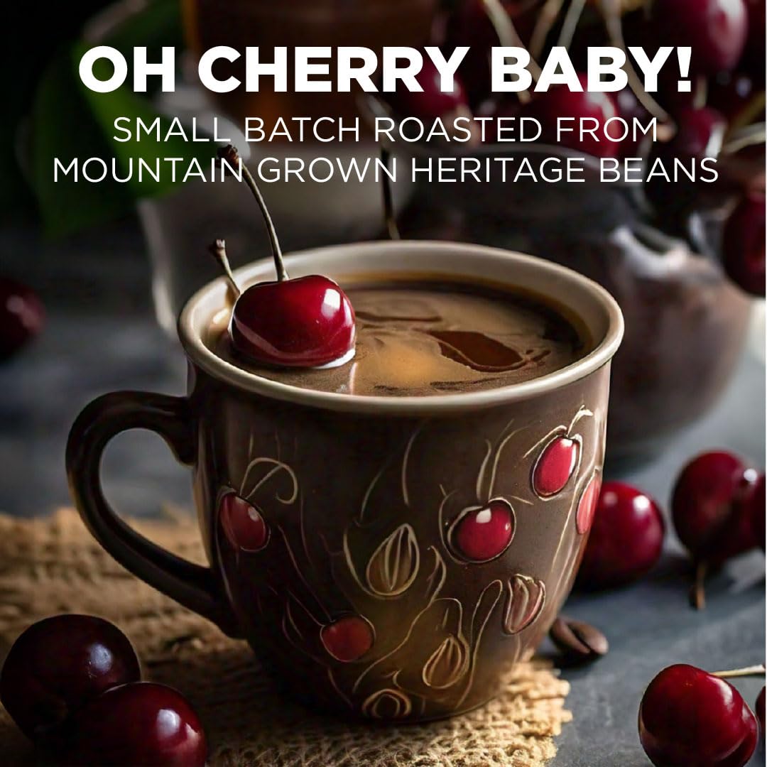 Maud's Cherry Flavored Coffee Pods, 50 ct, Medium Roast Flavored Coffee in Recyclable Single Serve Pods – 100% Arabica Beans, Compatible with Keurig K Cups Maker