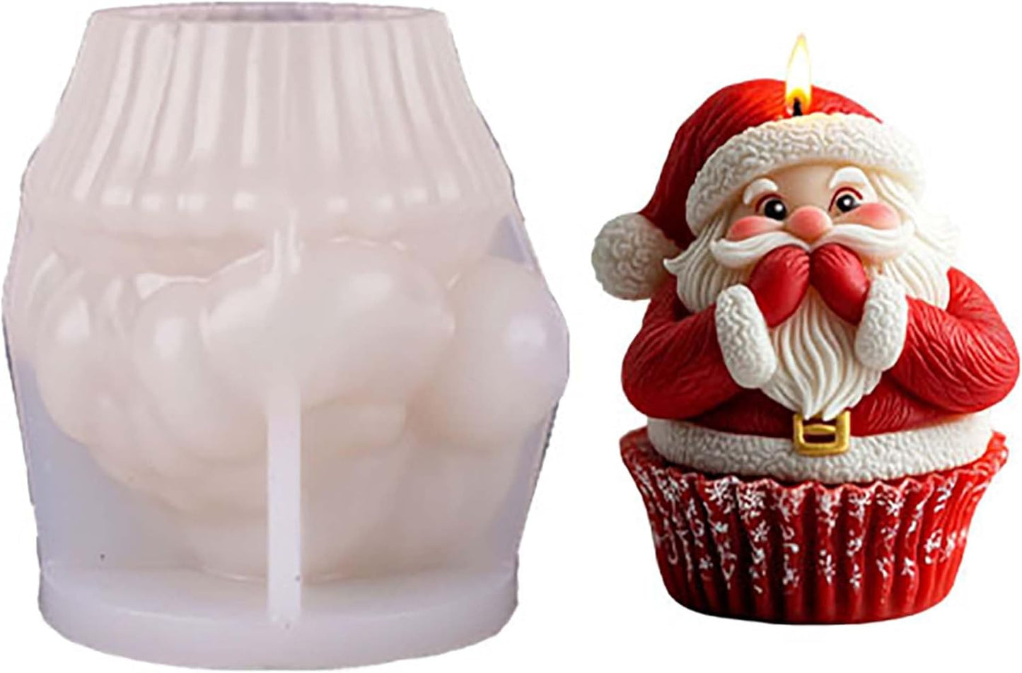 Santa Claus Cylinder Molds Silicone Wave Spiral Candle Mold - Silicone Resin Casting Molds for Candle & Resin & Soap Craft Supplies