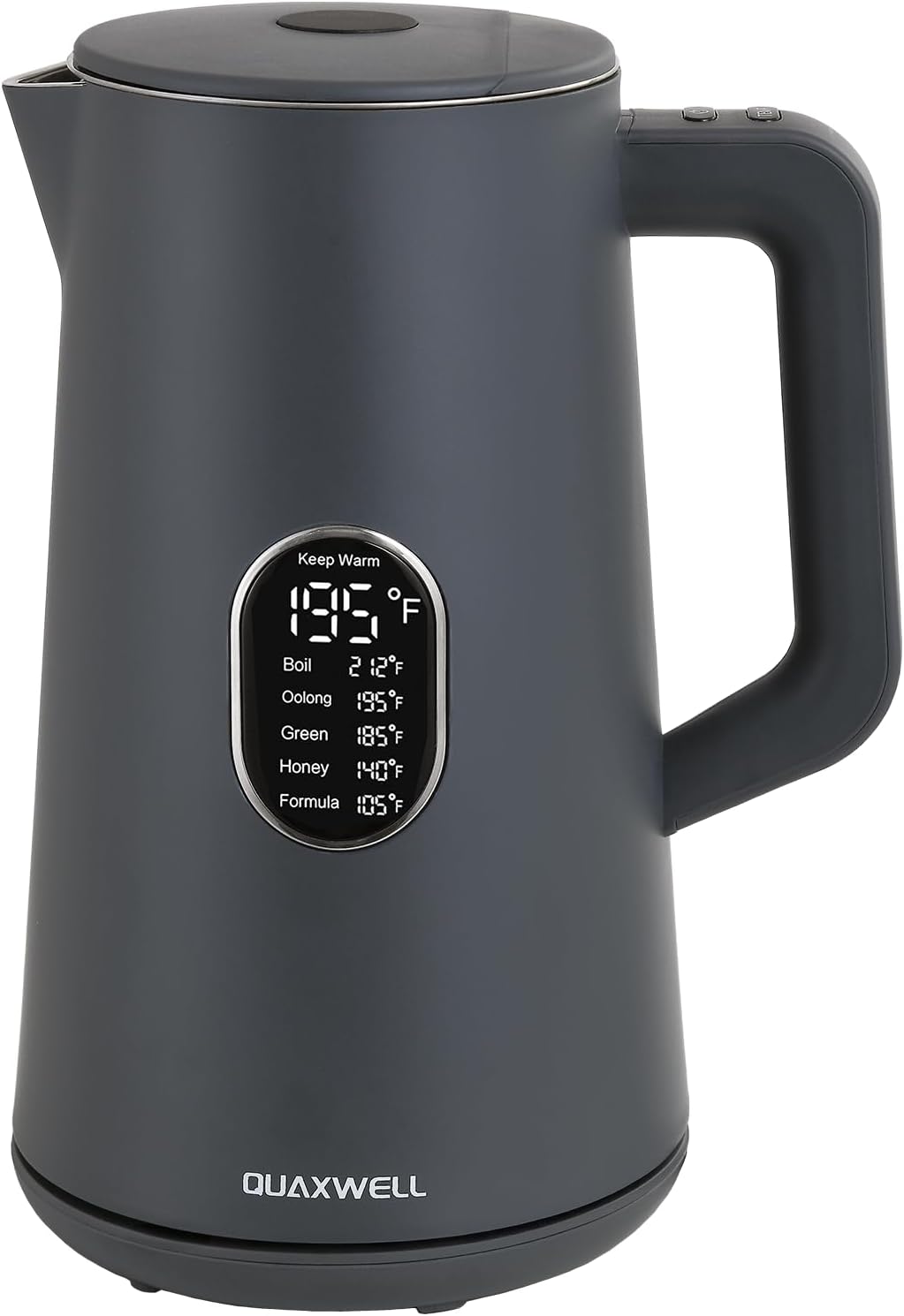 1.5L Electric Kettle Stainless Steel, Double Wall Cool Touch Teapot, Fast Boil,5 Temperature Control, LED Display, Auto Shut-Off, BPA-Free,Keep Warm Function, Ideal for Tea & Coffee,Gray