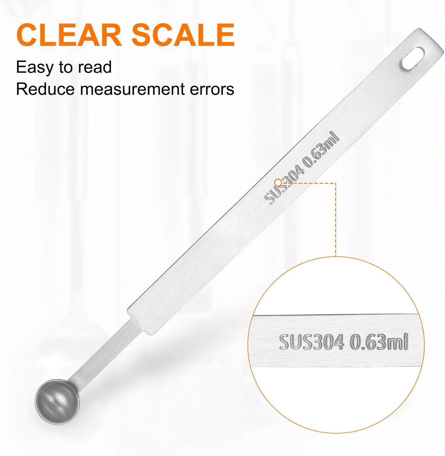 HARFINGTON Single Measuring Spoon 1/8tsp (0.63ml) Teaspoon/Tablespoon 304 Stainless Steel Single Tiny Square Bowl Measuring Spoon Long Handle Measure Scoop