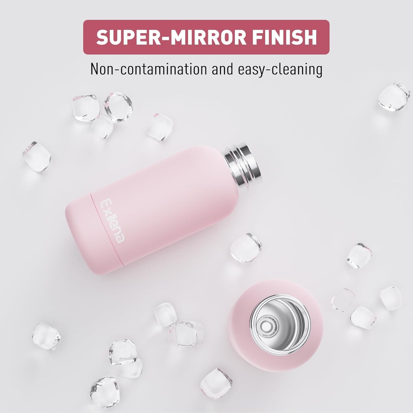 Small Water Bottle 12oz with Clip, Double Wall Stainless Steel Vacuum Small Insulated Water Bottle Keeps Drinks Cold 24 Hrs/Hot 12 Hrs for Kids Handbag School BPA Free (Pink)