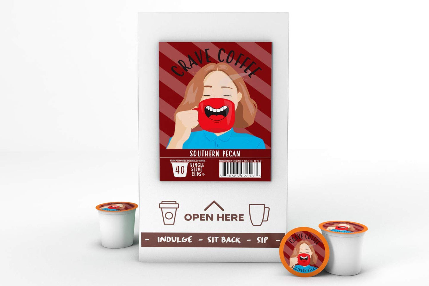 Crave Beverages Flavored Coffee Pods, Compatible with 2 K-Cup Brewers, Southern Pecan, 40 Count