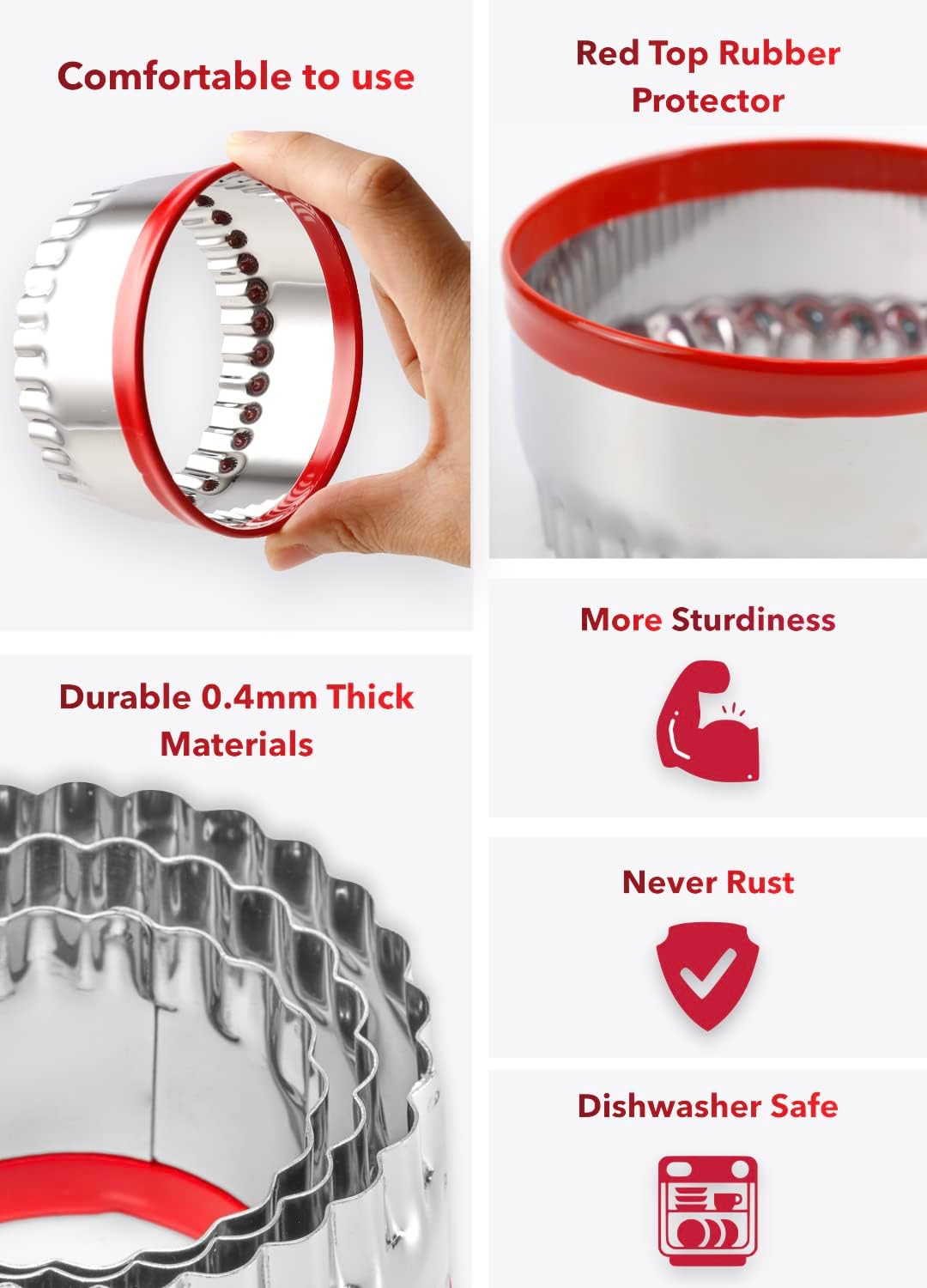 Large Biscuit Cutter 5", Fluted Round Cookie Cutter for Baking, Scalloped Cookie Cutter, Scone Cutter, Coated with Soft PVC for Protection