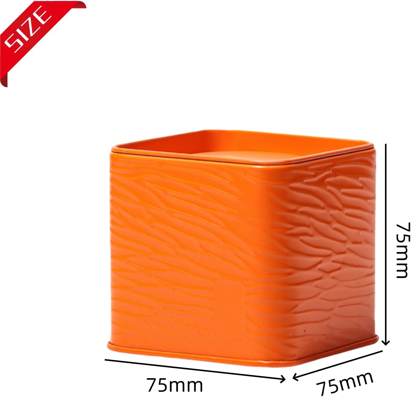 HAN SHENG 2 Pcs Decorative Square Tea Tin Tea Storage Containers Loose Tea Storage Coffee Tins Food Storage Container for Tea Coffee Herb Candy Chocolate Sugar Spices (Orange)