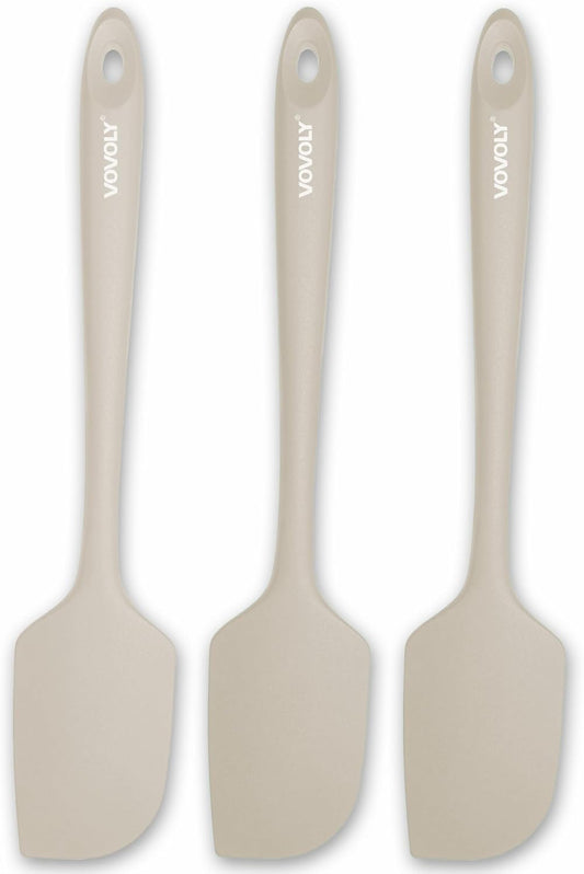 3 Pack Large Silicone Spatula for Kitchen,600°F Heat resistant Rubber Spatulas for Baking,Cooking, Scraping,and Mixing,Non Stick Kitchen Utensils, BPA Free, 11.2 IN, Khaki