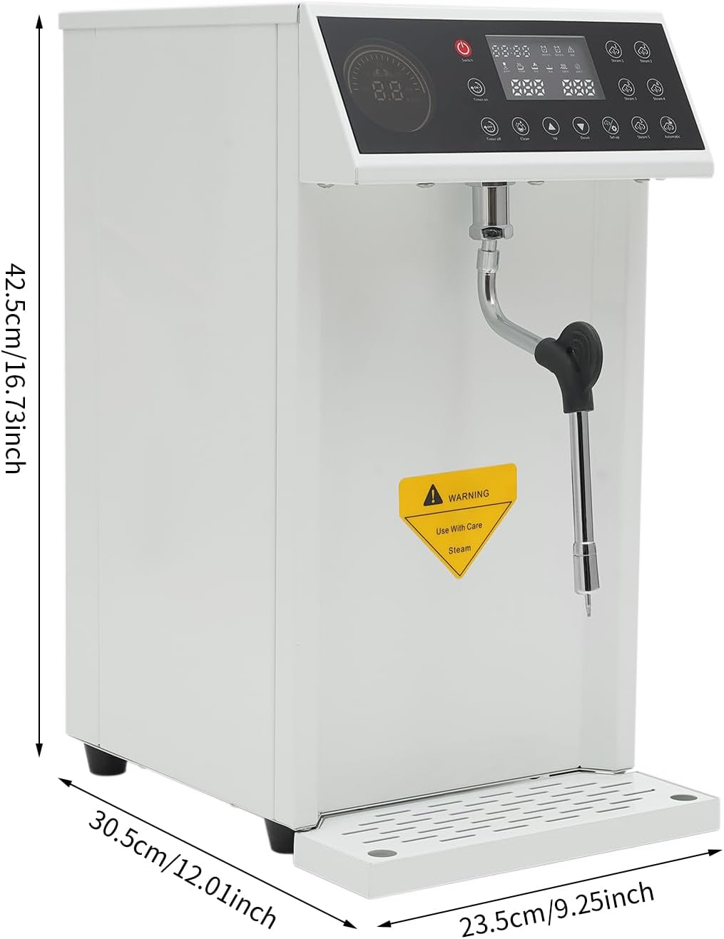 8L/2.11gal Commercial Steam Milk Frother, 3000W 5-Gear Fast Heating Milk Steamer Machine Electric Steam Milk Frothing Machine Espresso Coffee Milk Foam Machine for Bar Cafe