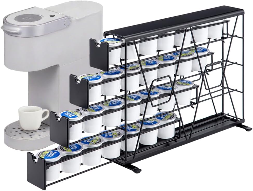 FlagShip K Cup Holder for Keurig Pods Coffee Pod Storage 4 Tier K Cup Drawer Organizer for Counter (28 Pods Capacity)