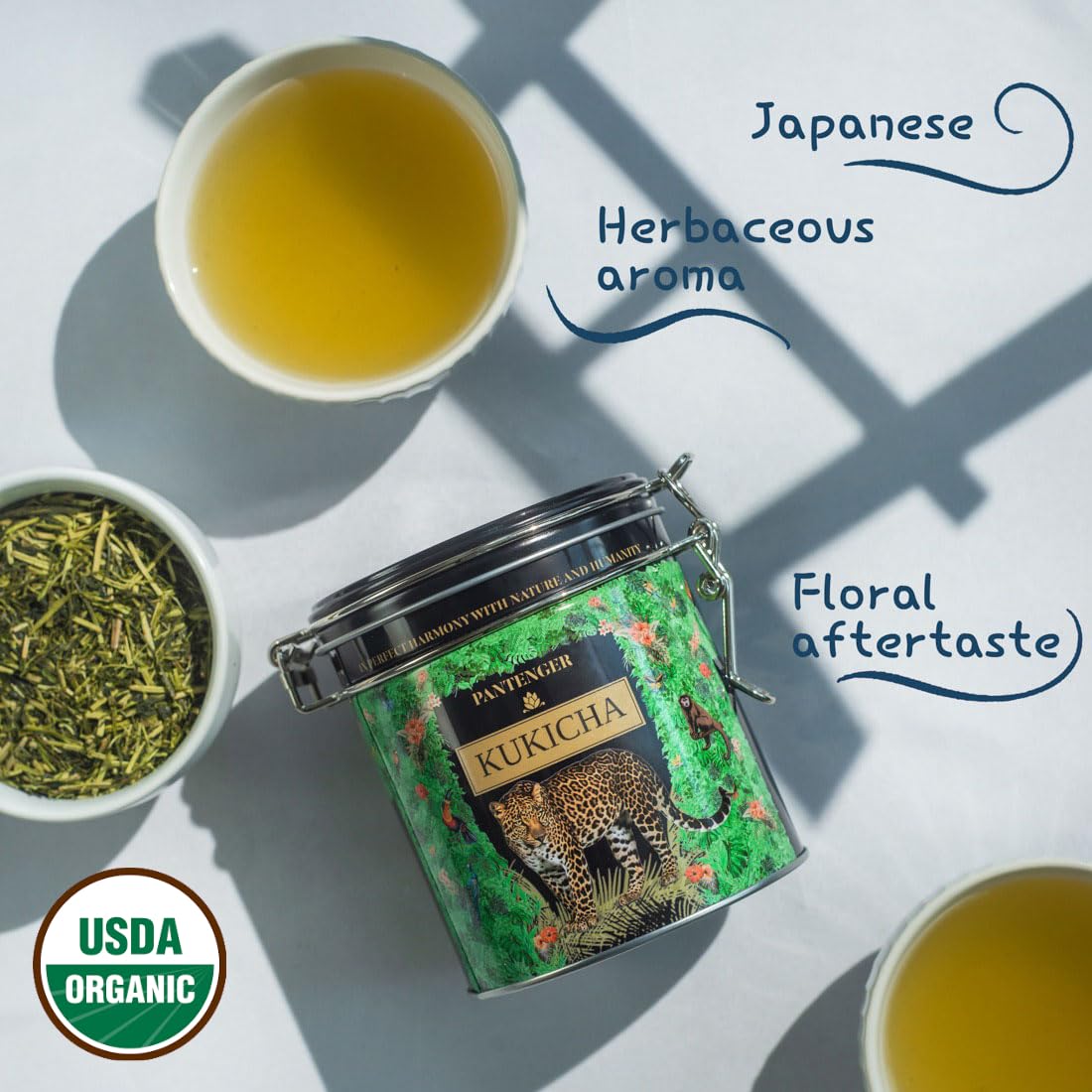 Organic Japanese Kukicha Green Tea | Loose Leaf - 3.5 Oz |Twig Tea - USDA Organic Green Tea | Japanese Tea by Pantenger