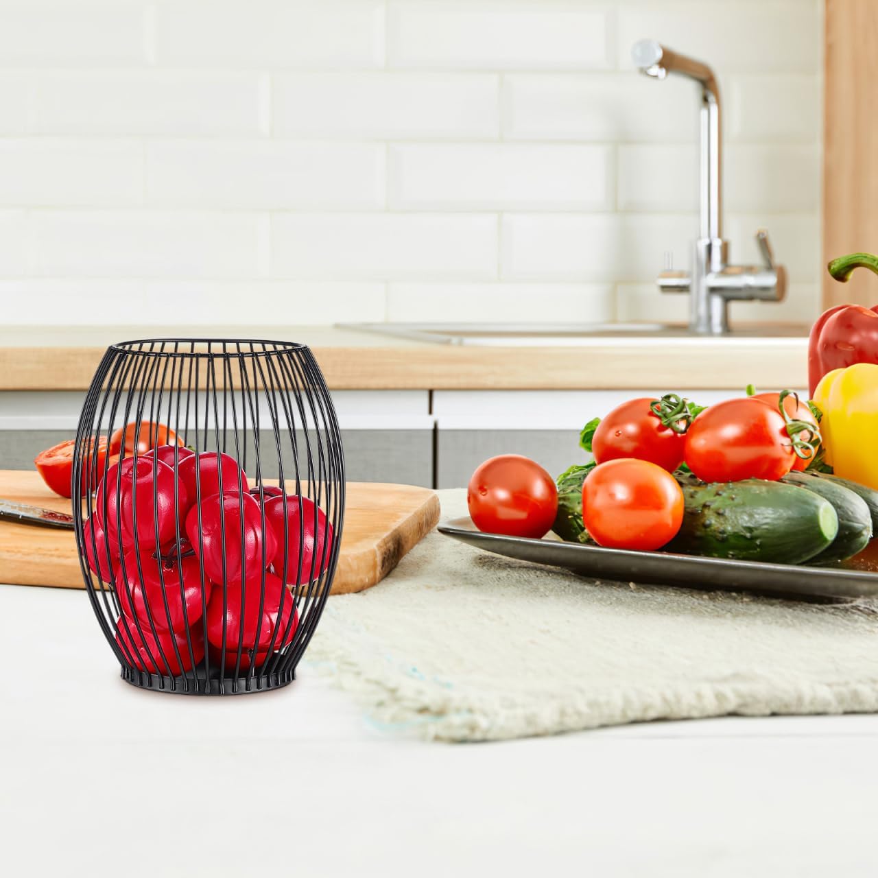 Luxshiny Coffee Pod Holder, Metal Espresso Pod Baskets Black Wire Baskets for Counter Small Space Storage Station Organizer Coffee Bar Accessories - 5.31"W x 6.09"H