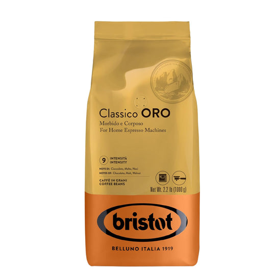 Bristot Classico Oro Italian Espresso Beans | Italian Imported Coffee Beans Whole | Medium Roast | Low Acid | 2.2 lb/1kg