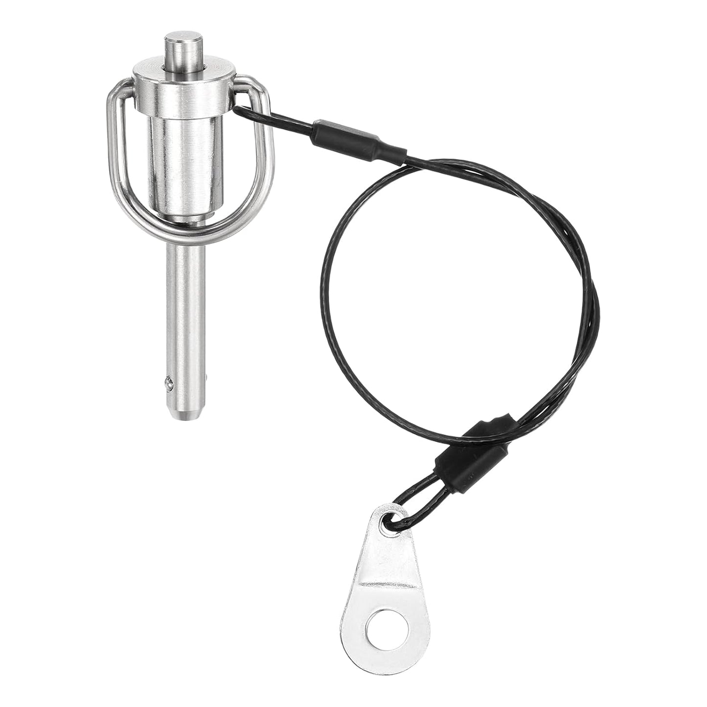 uxcell 1 Pcs Quick Release Pin, 1/4" x 1"(Dia. x L) Push-Button Ball Locking Pin 304 Stainless Steel Ring Handle Locking Pin with Wire for Audio Bimini Top Marine, Silver