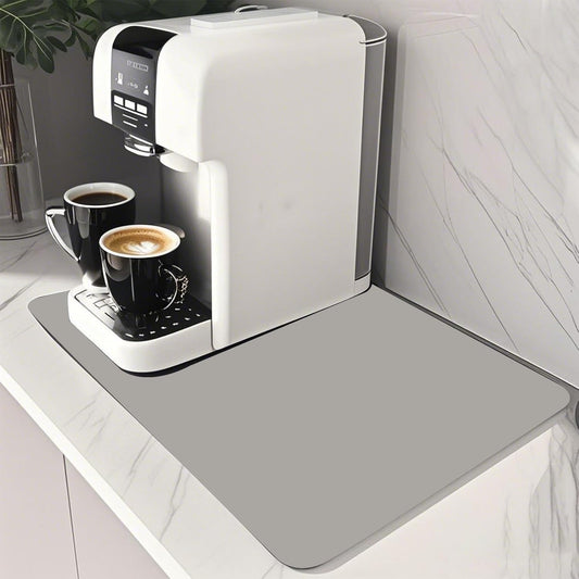 Coffee Mat Dish Drying Mat Quick Drying Hide Stain Rubber Backed Absorbent Coffee Bar Accessories Suitable for Coffee Maker Espresso Machine Stand Mixer Coffee Pot 12"x19" Light Grey