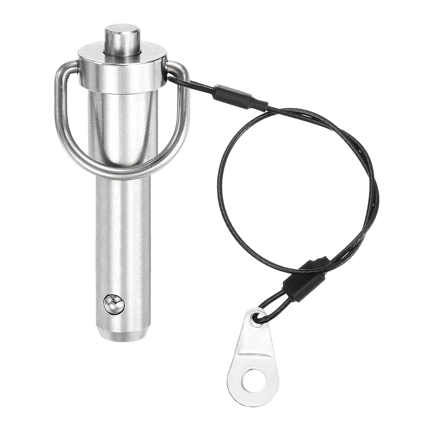 uxcell 1 Pcs Quick Release Pin, 1/2" x 2"(Dia. x L) Push-Button Ball Locking Pin 304 Stainless Steel Ring Handle Locking Pin with Wire for Audio Bimini Top Marine, Silver