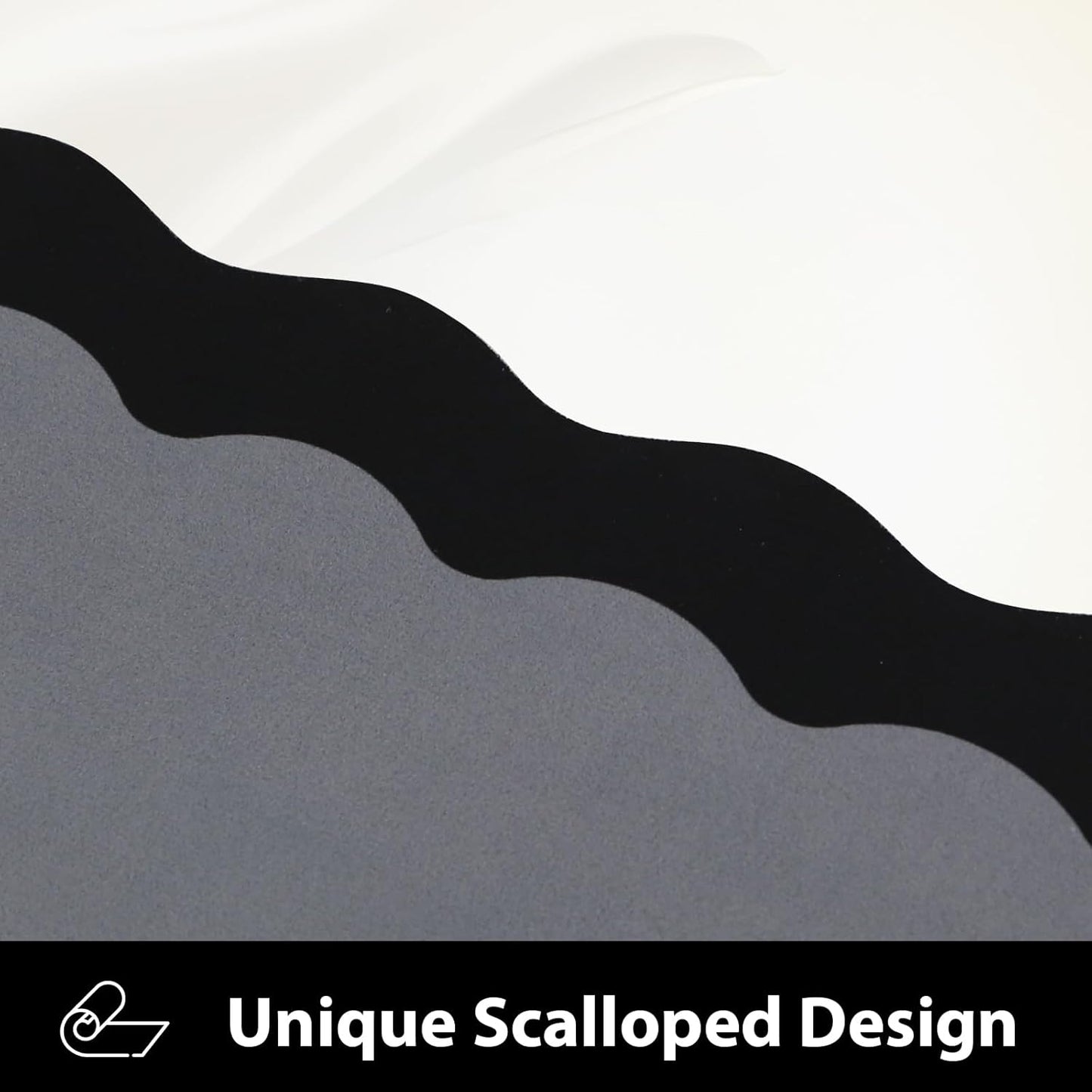 Scalloped Coffee Bar Mat for Countertop, Cute Dish Drying Mats for Kitchen Counter, Diatomite Absorbent Mat for Coffee Station, Kitchen Aesthetic Decor (12"x19", Black)