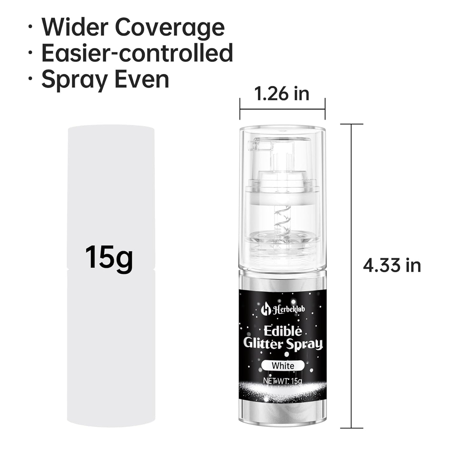White Edible Glitter Spray - 15g Edible White Glitter for Cakes Food Grade Metallic Shimmer Powder Cake Spray for Cookie Decorating Chocolate Strawberry