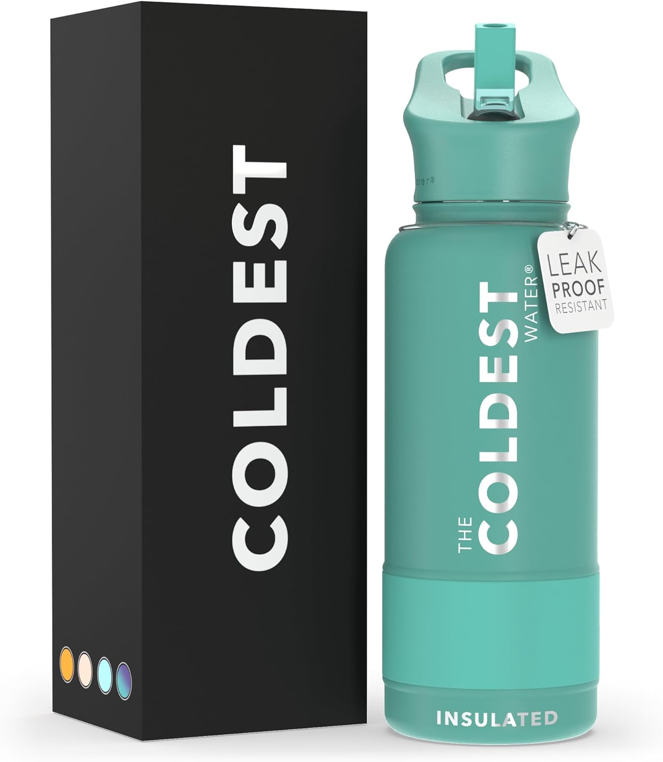 Coldest Insulated Water Bottle with Straw Lid - Stainless Steel Metal Insulated Bottle for Men & Women (Terraform Green, 32 oz)