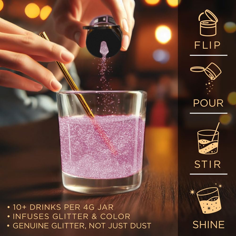 Brew Glitter Light Pink Edible Drink Glitter 1x 4g Jar for Cocktails, Beer, & Beverages