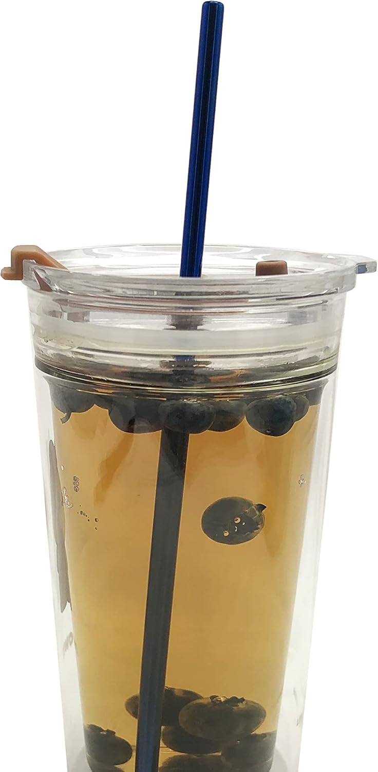 10 Pcs Stainless Steel Straws, Reusable Drinking Straws, Straight Metal Straw Sets with 2 Pcs Cleaning Brushes (8.5 Inch, Blue)