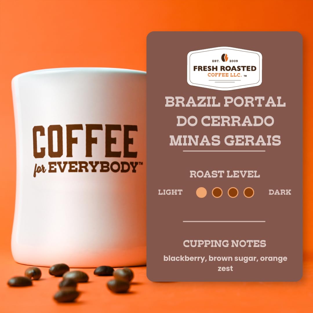 Fresh Roasted Coffee, Brazil Minas Gerais, 2 lb (32 oz), Light Roast, Kosher, Whole Bean