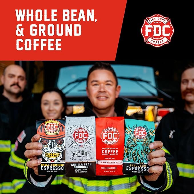Fire Department Coffee - Gives Back to Firefighters - Irish Whiskey Infused Coffee Beans - Medium Roast - Non-Alcoholic - Roasted in the USA - Veteran Owned (12 oz, Pack of 2)