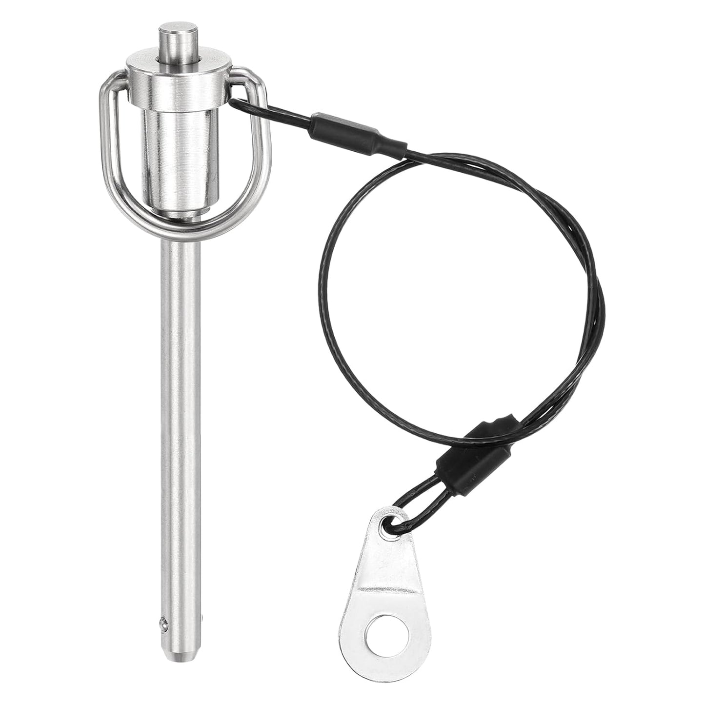 uxcell 1 Pcs Quick Release Pin, 6.3x64mm/1/4" x 2.52"(Dia. x L) Push-Button Ball Locking Pin 304 Stainless Steel Ring Handle Locking Pin with Wire for Audio Bimini Top Marine, Silver