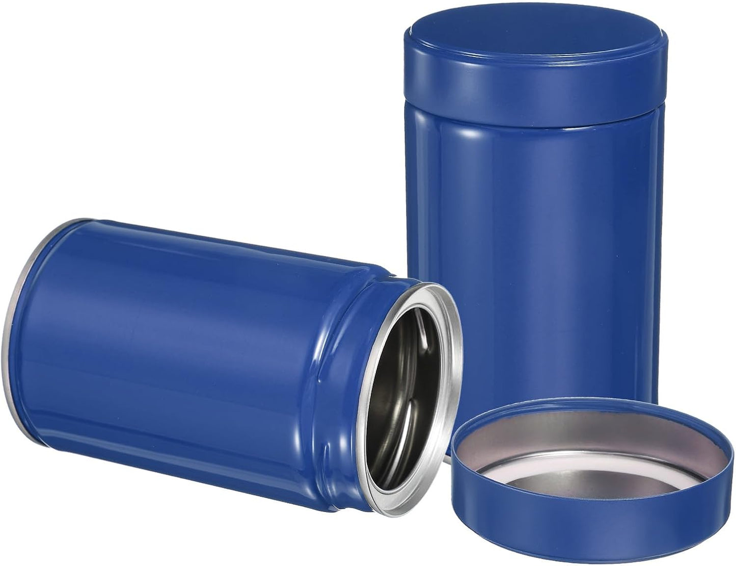 uxcell 2Pcs Round Tea Canisters, 5" x 3" Airtight Metal Tea Containers for Loose Tea, Coffee Beans, Spices - Durable, Compact, and Stylish Storage Tea Tin (Blue)