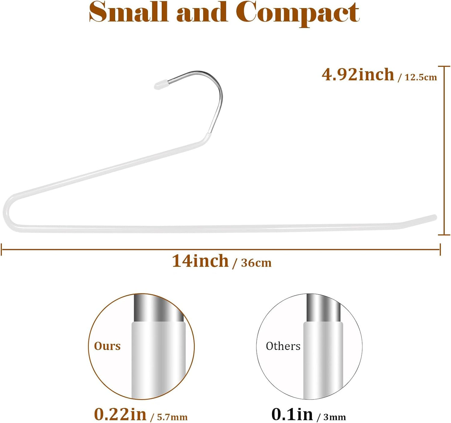 Open Ended Pants Hangers,30-Pack Clothes Hangers Space Saving, Non-Slip Pants Hangers,Black Metal Hangers Design for Jeans,Slacks,Scarf (White)