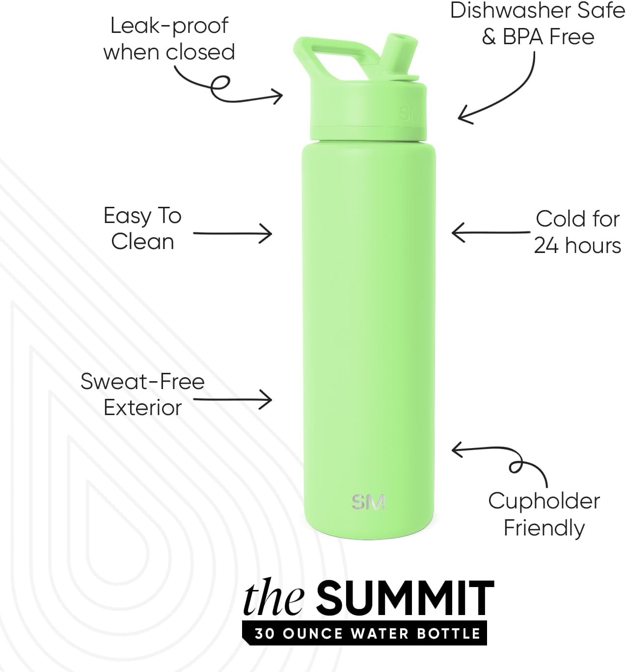 Simple Modern Summit Water Bottle with Straw Lid | Vacuum Insulated Stainless Steel | Leak Proof BPA-Free Cup for Travel, School, Sports | 30oz, Baja