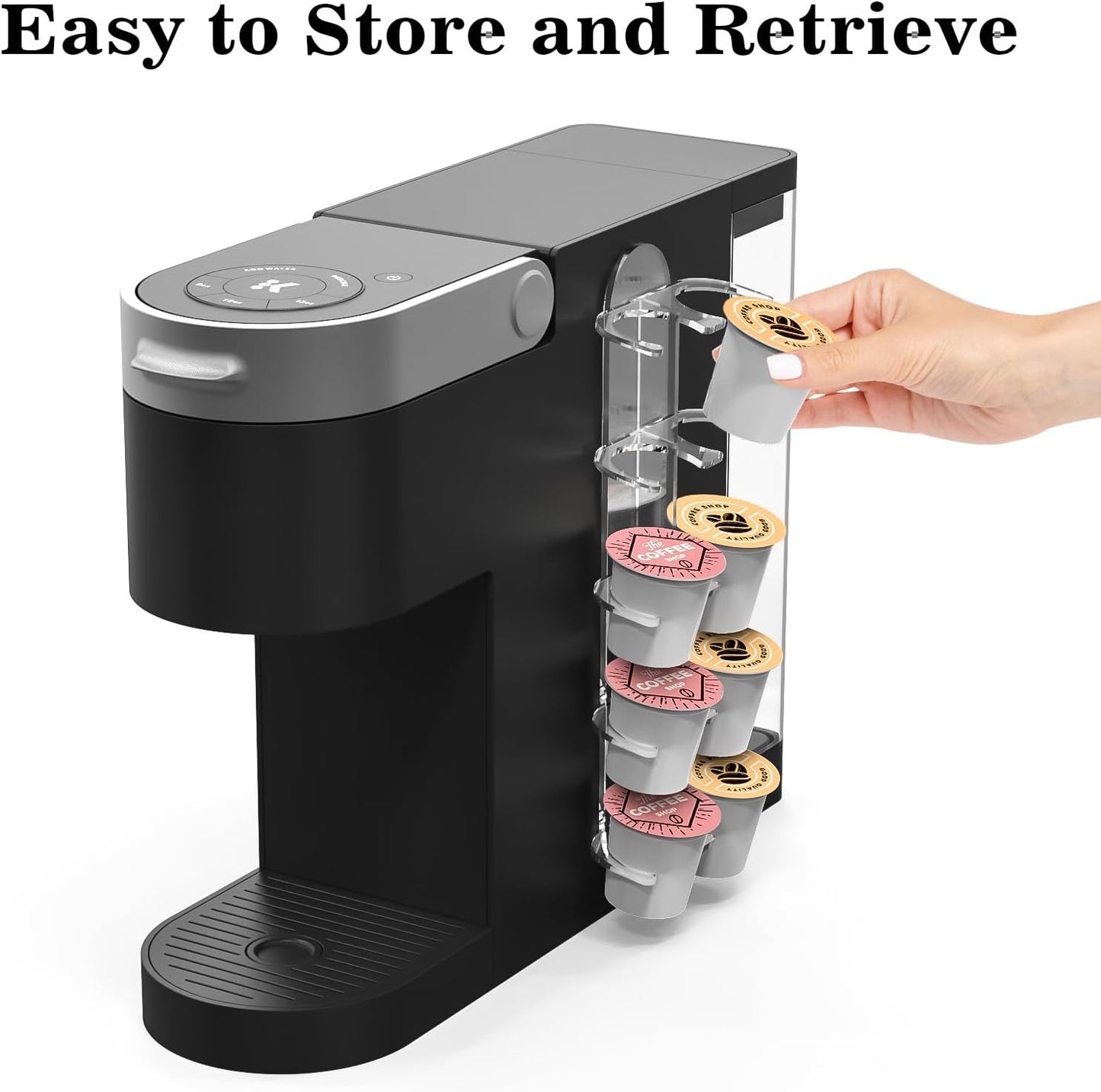 NiHome Acrylic Coffee Pod Capsule Holder for K-Cup Pods, Convenient for Coffee Machines, Space-Saving for Small Countertops - Accommodates 10 Capsules, Easy Installation, Wide Compatibility (2 Pack)