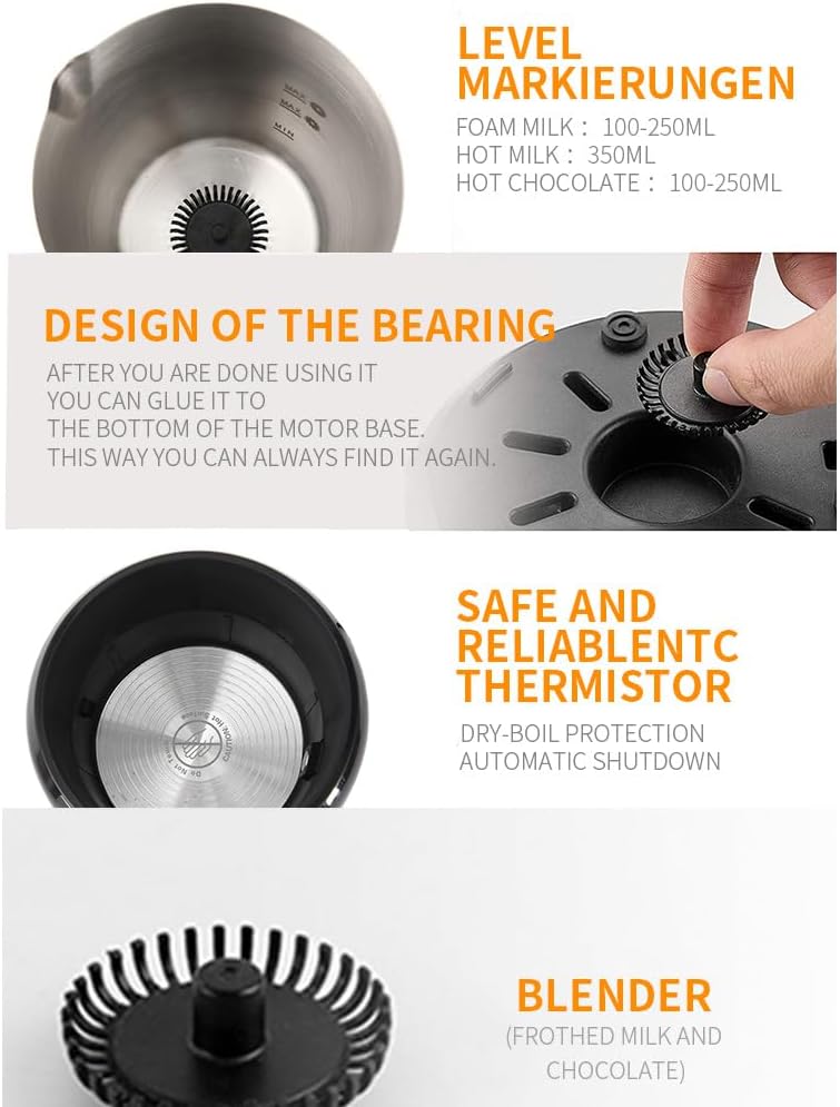 Electric Milk Frother Has Hot and Cold Functions 700-ml Split Stainless Steel Automatic Milk Frother and Steamer with Transparent Lid, Anti-Dry,Dishwasher-Safe