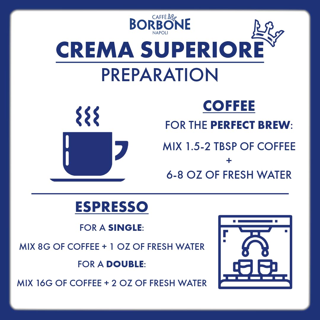 Caffe Borbone Whole Bean Coffee, Medium Roast Arabica and Robusta Blend, Crema Superiore, Rich and Smooth Italian Coffee, 2.2 lb Bag