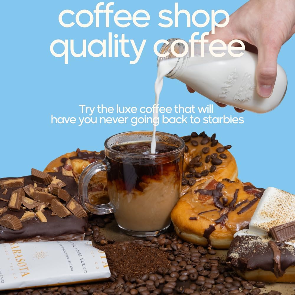 Sarasota Coffee Ground Packets | Colombian Medium Roast | Bulk Packs | Gourmet Columbian Low Acid Mold Free Singles Individual Pouches for 12 Cup Coffee Maker | 1.75 Ounce Bags, 100 Count