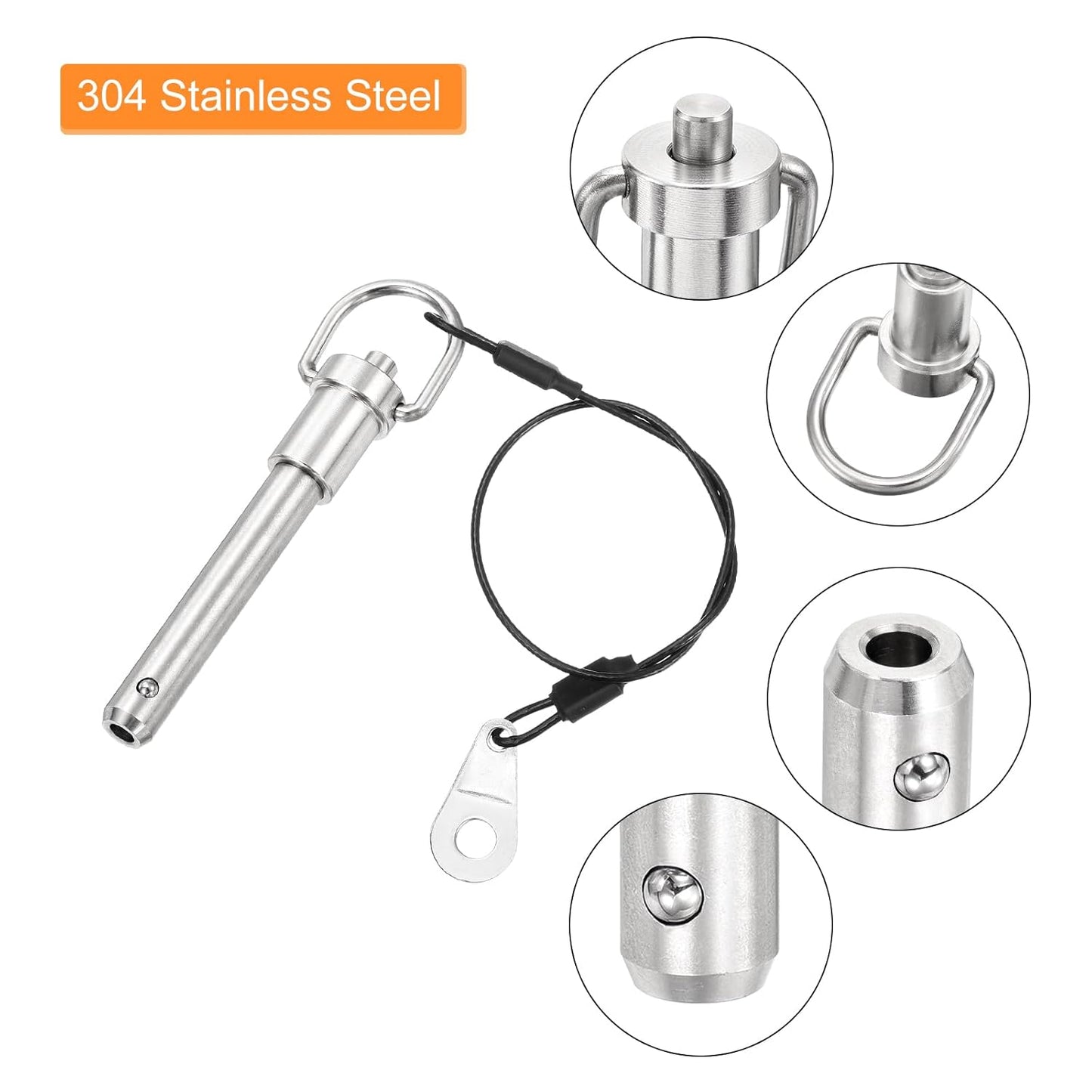 UXCELL 1 Pcs Quick Release Pin, 3/8" x 1.5" Stainless Steel, Silver