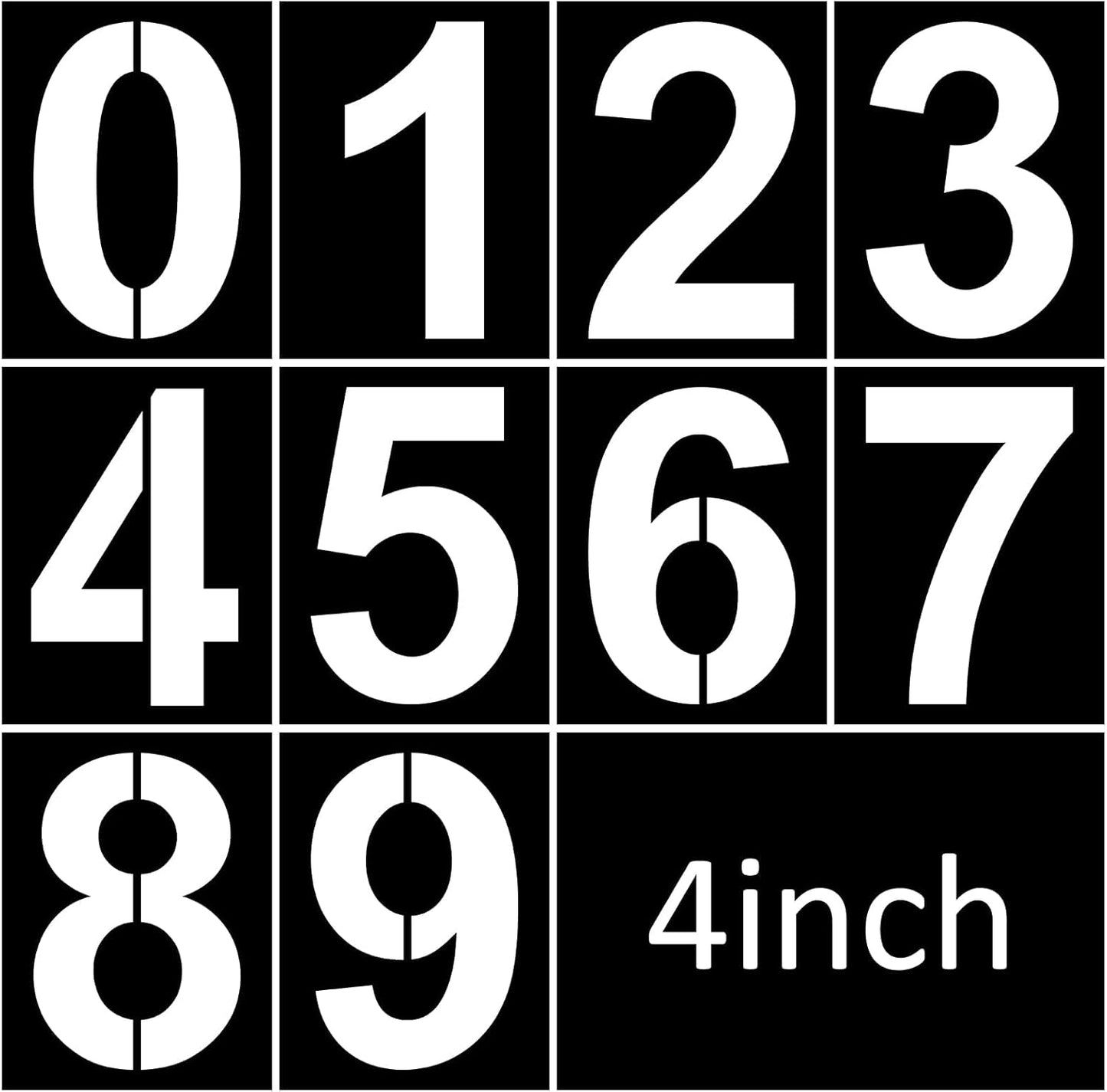 4 Inch Plastic Number Stencils - Reusable Digital Templates for Cake, Address, Painting