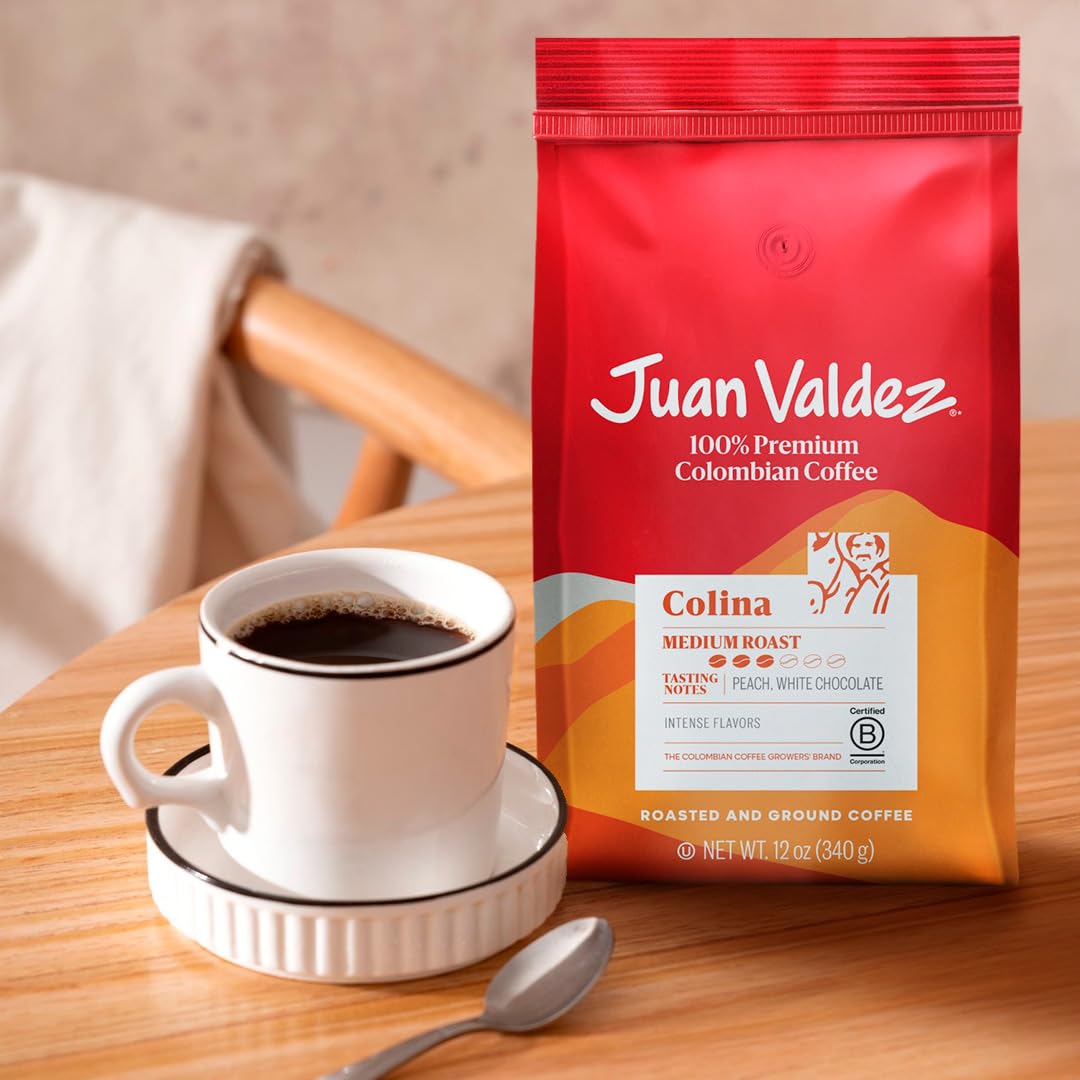 Juan Valdez Colina Ground Coffee, Balanced Roast 12 OZ - Premium Colombian Coffee - Unique “Caracolito” beans produce a coffee of balanced flavor and mild texture (Pack of 3)