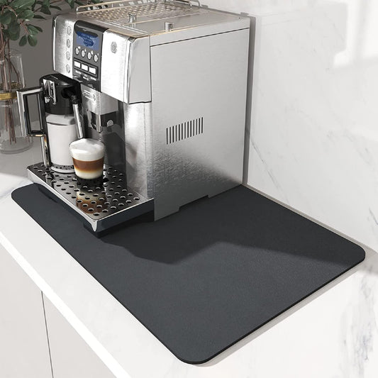 Coffee Mat 15.7*19.7 Inch, 50*40cm Dish Drying Mat for Kitchen Counter Bar, Stain Hiding Rubber Backed Absorbent Bar Mat Pad, Dark Grey (5)