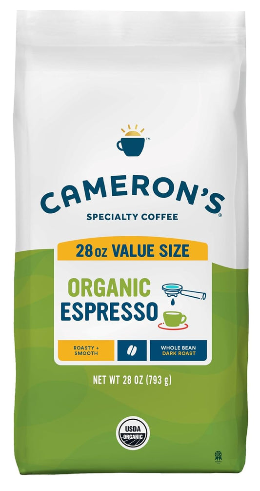 Cameron's Coffee Roasted Whole Bean Coffee, Organic Espresso, 28 Ounce