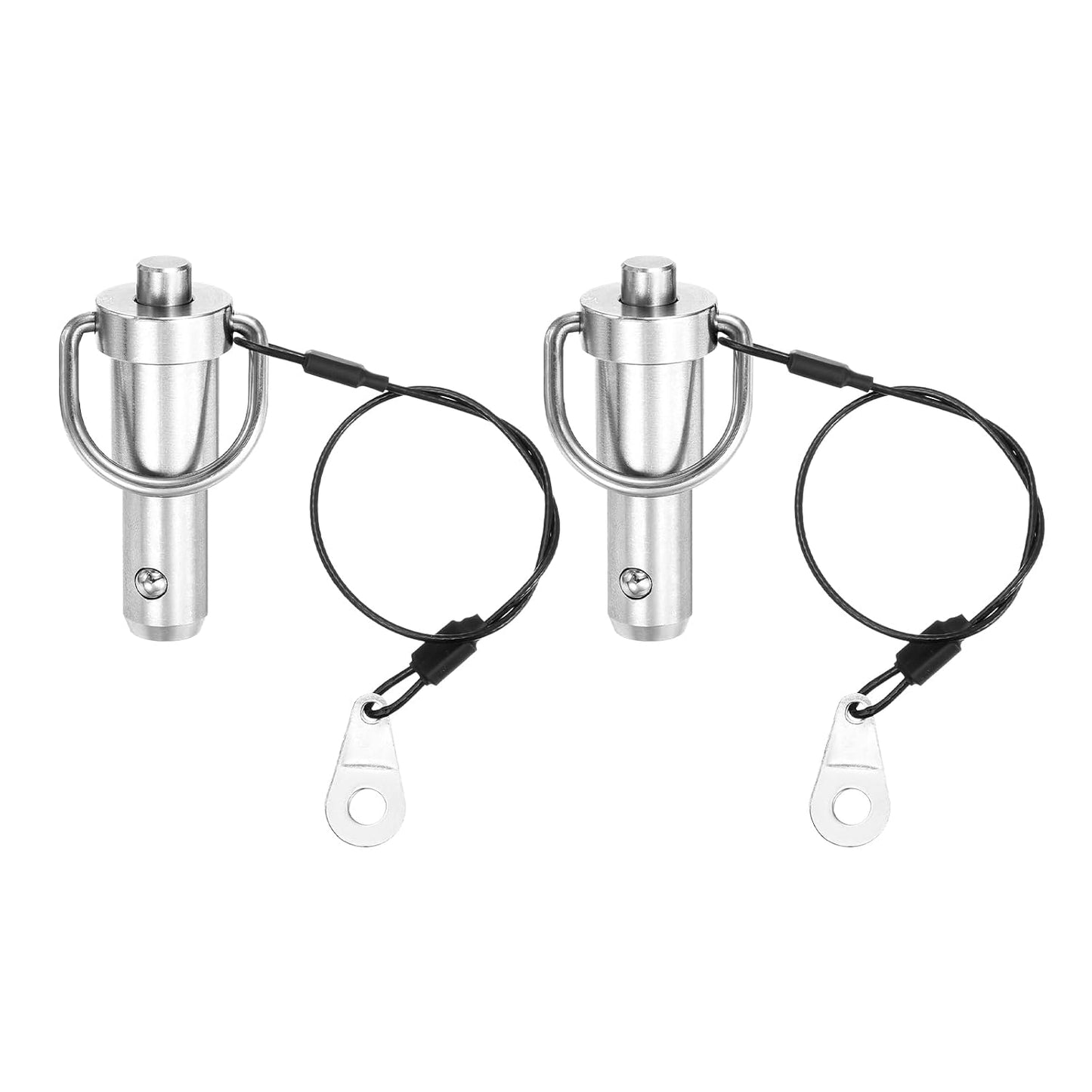 uxcell 2 Pcs Quick Release Pin, 1/2" x 0.5"(Dia. x L) Push-Button Ball Locking Pin 304 Stainless Steel Ring Handle Locking Pin with Wire for Audio Bimini Top Marine, Silver