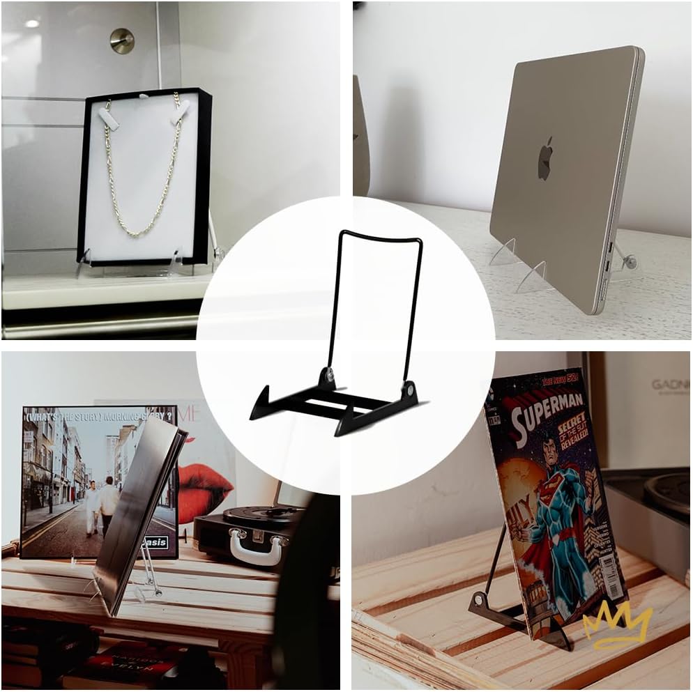 KINGDOM SOLUTIONS MADE IN USA 2-Pack Adjustable Acrylic Easels - Plate Stand - Sturdy Book Stand for Art, Pictures, Plates, Frames - Unique on the Market