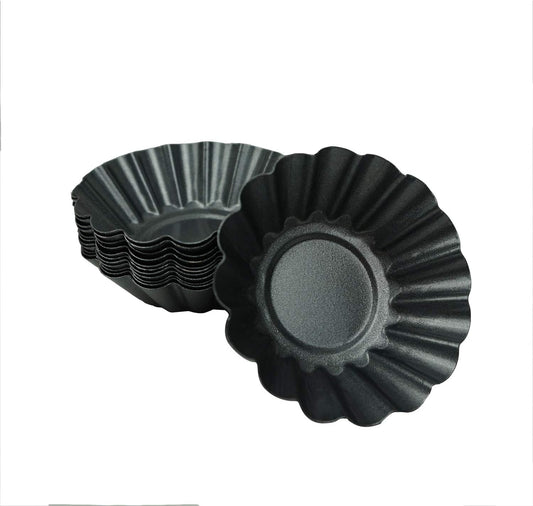 12 Pack Egg Tart Pan, Non-stick Carbon Steel Tartlet Tins, Mini Pie Mould, Muffin Cupcake Pudding Baking Cup Maker - for Pies, Chinese Egg Tart, Cakes (Big Size 3"x 0.9")
