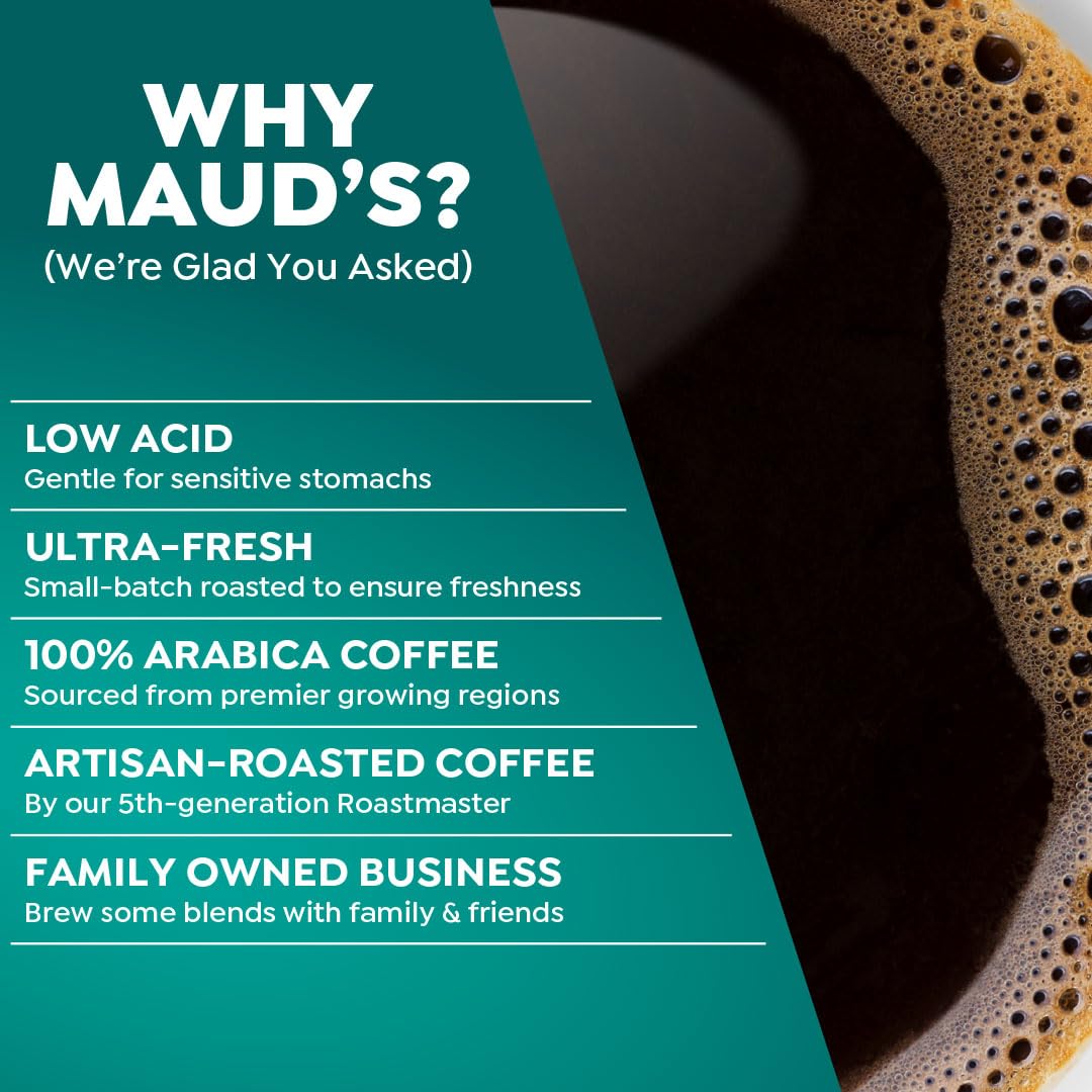 Maud's Decaf Espresso Roast Coffee Pods, 36 ct, Decaffeinated Dark Roast Recyclable Single Serve Pods – 100% Arabica Coffee, Compatible with Keurig K Cups Maker