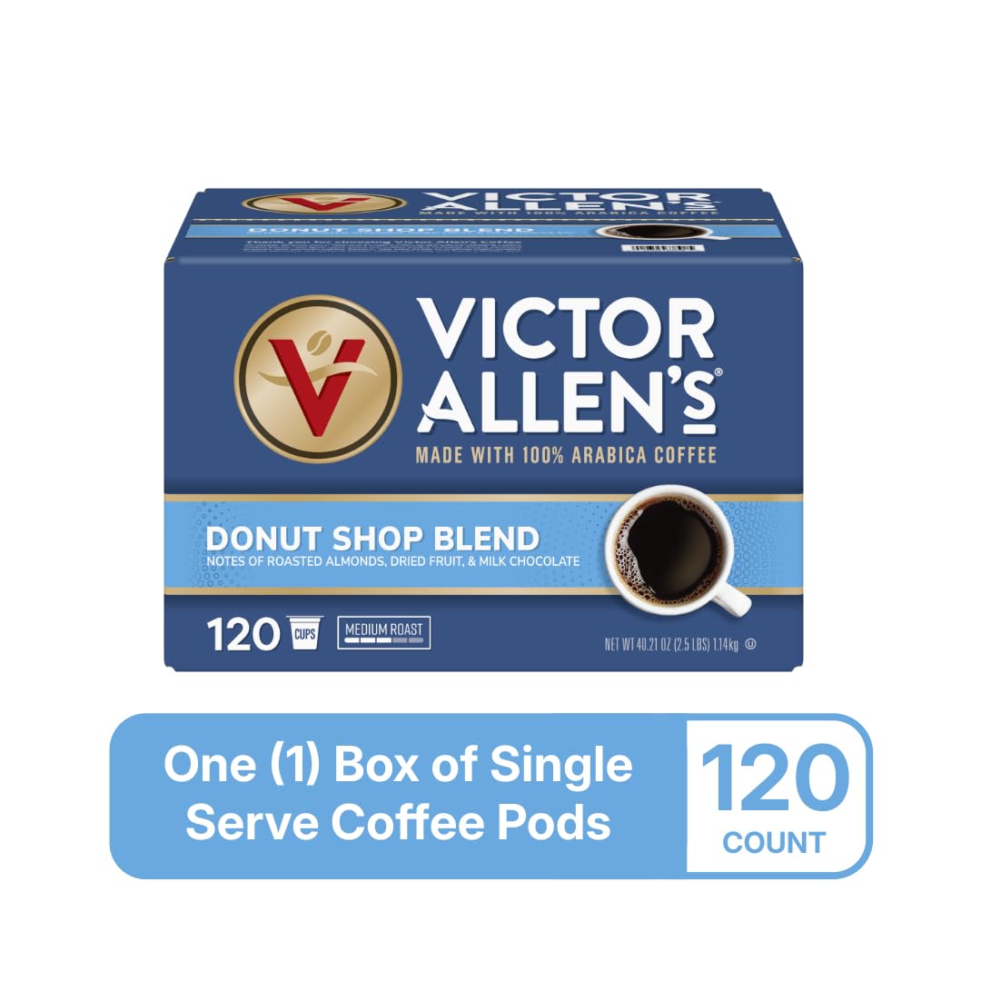 Victor Allen's Coffee Donut Shop Blend, Medium Roast, 120 Count, Single Serve Coffee Pods for Keurig K-Cup Brewers