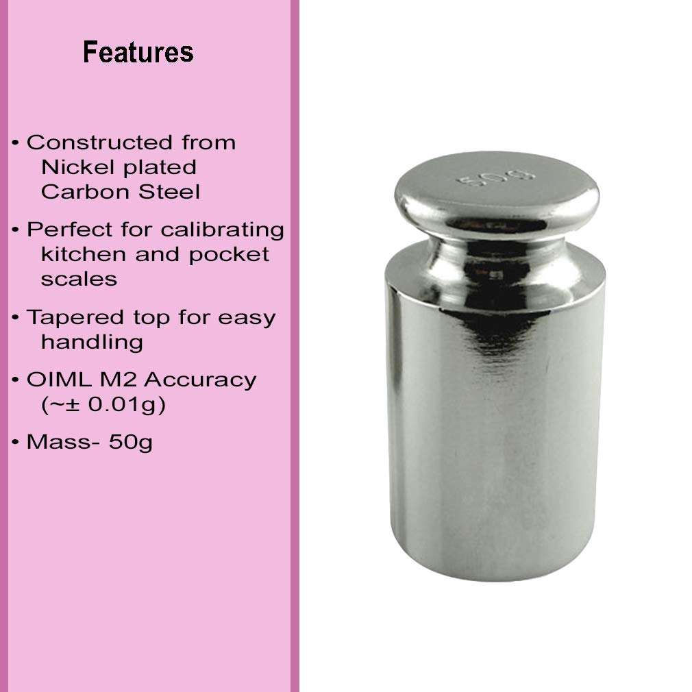 American Weigh Scales Calibration Weight for AWS Digital Scale, Carbon Steel, Chrome Finish, 50G (50WGT)