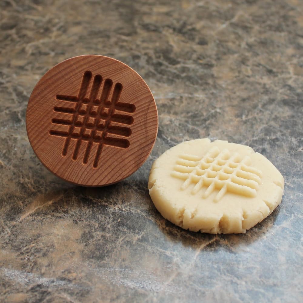 Wood Cookie Stamp, 2.5 Inch (Peanut Butter Cookie "Fork" CS-113)