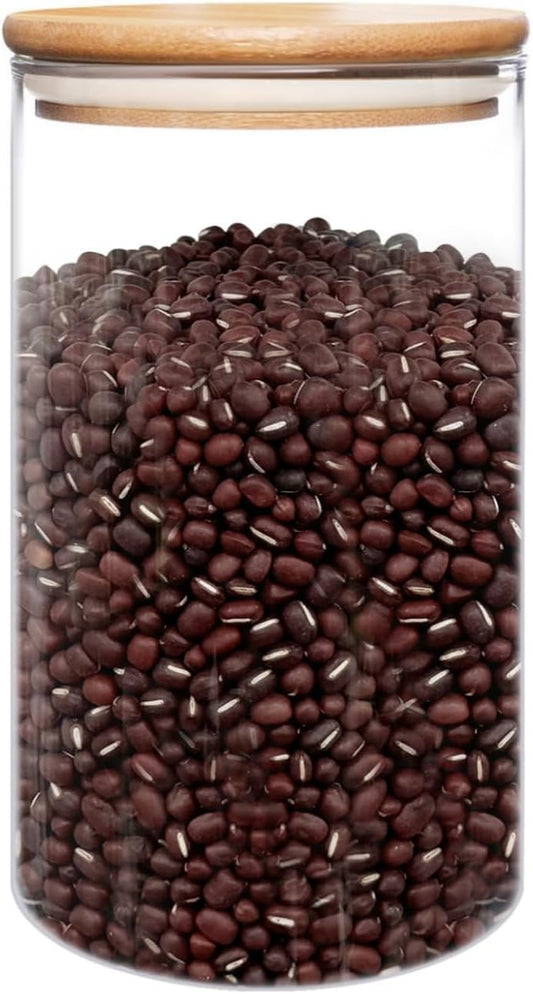 umieo 50oz (1400ml) Glass Jar with Lid Airtight Food Storage Container Bamboo Large Clear Canisters Hold Coffee Beans Candy Nuts Sugar
