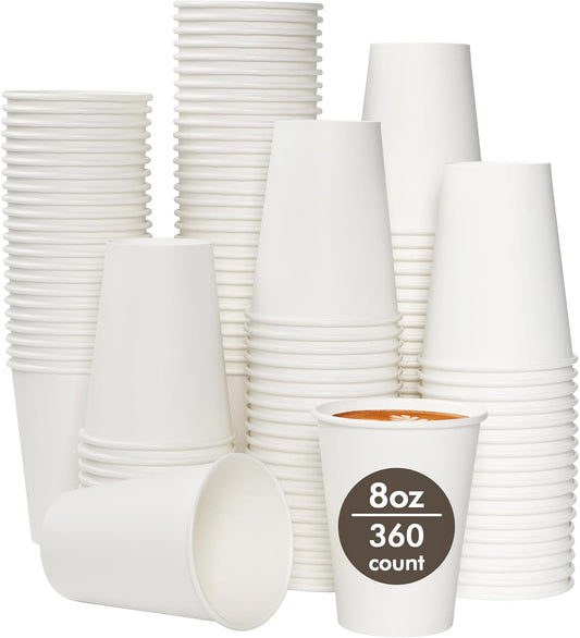 360 Count 8 oz Paper Cups, Disposable Paper Coffee Cups 8 oz,Hot Beverage Drinking Cups for Water Juice or Tea,Perfect for Office Home Party
