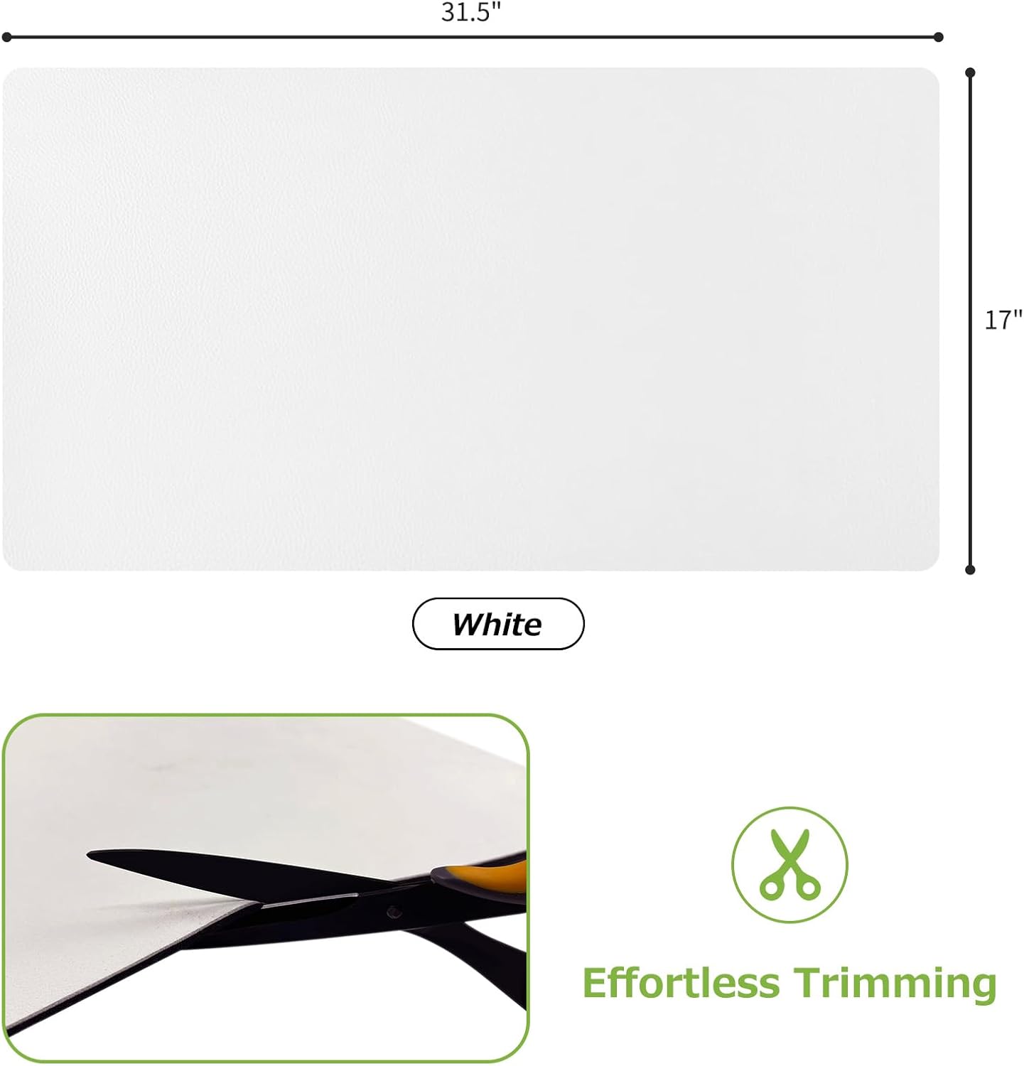 Matace Designer Coffee Bar Mat, Extra Large 17 x 31.5 Inches, Rubber Backing, Absorbent Coffee Maker Mats for Dish Drying, Kitchen Countertop, Heat Resistant, Solid White