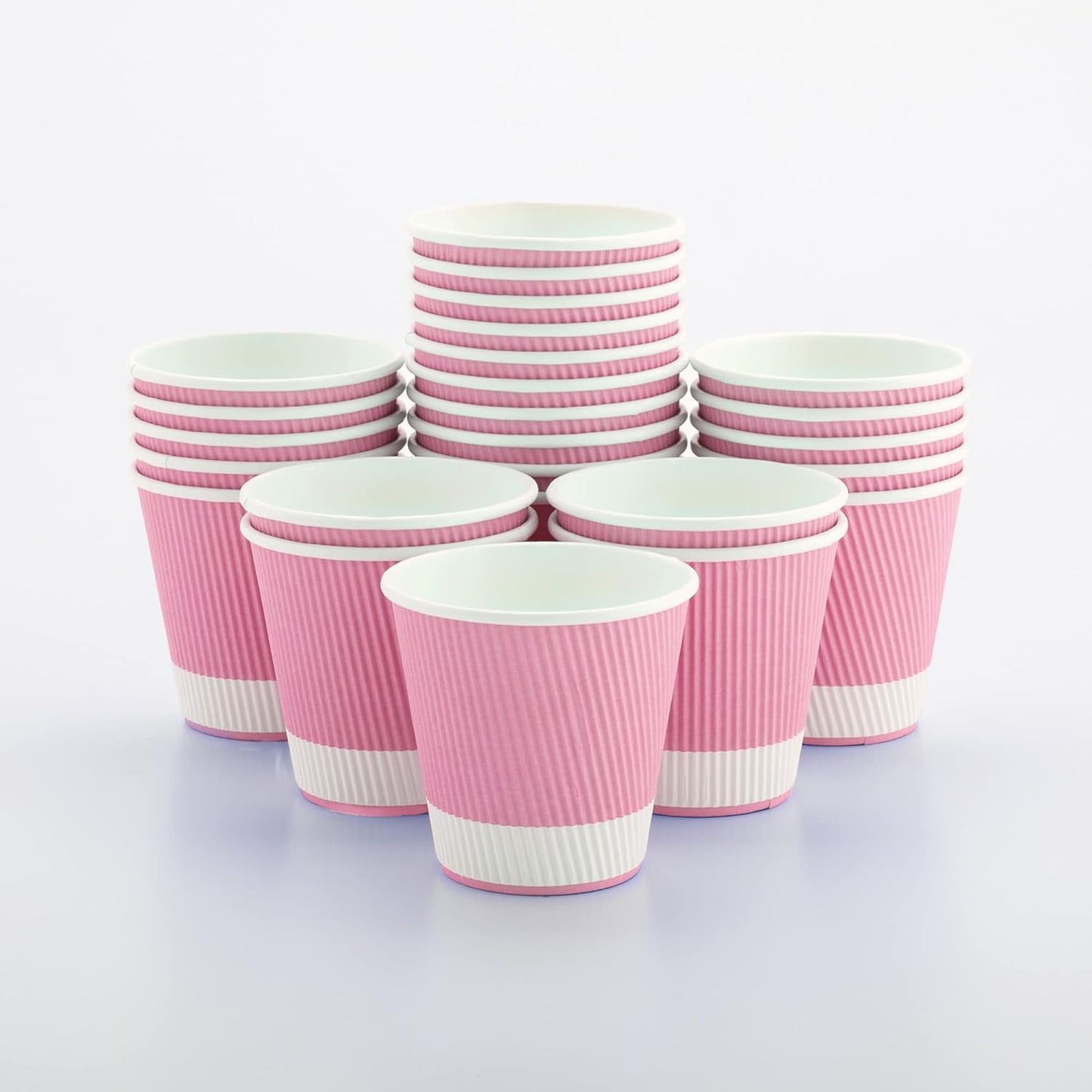 Restaurantware 8 Ounce Double Wall Disposable Coffee Cups, 500 Insulated Light Pink Paper Tumblers, with Ripple Wall Design, Lids Sold Separately for Hot Drinks like Tea, Coffee and More